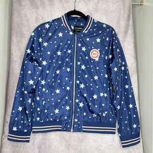 rokka&rolla Girls Bomber Jacket XL(14-16) Blue Star Lightweight Zip Up Lined